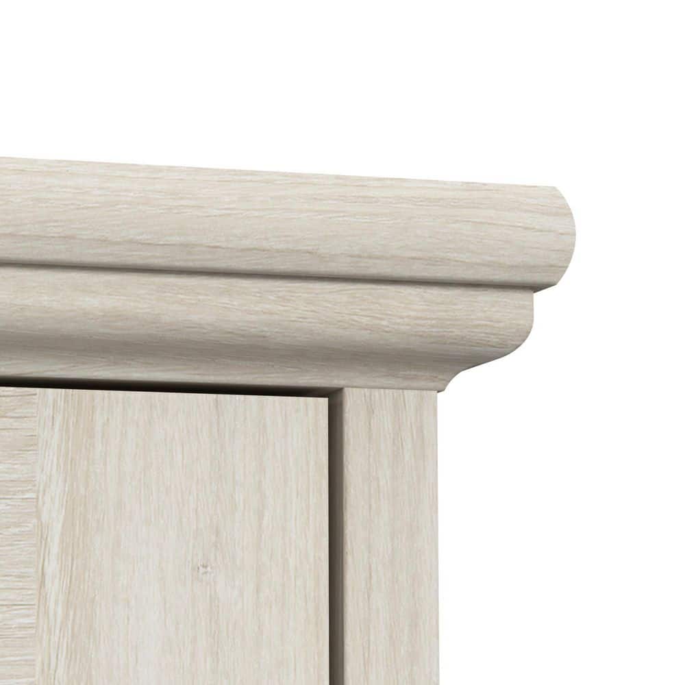 Linen White Oak Farmhouse China Cabinet with Hutch