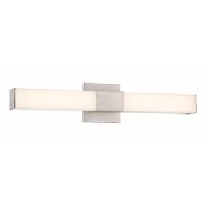 Vantage 24 in. 1-Light Brushed Nickel LED Vanity Light Bar with White Acrylic Shade