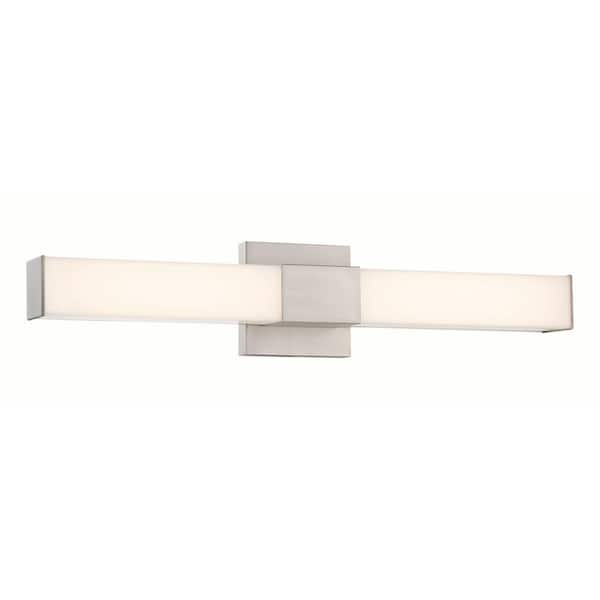 Minka Lavery Vantage 24 in. 1-Light Brushed Nickel LED Vanity Light Bar with White Acrylic Shade