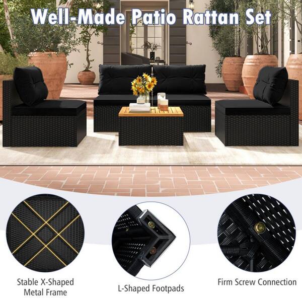 Kadehome 5-Piece Outdoor Metal Patio Conversation Set with