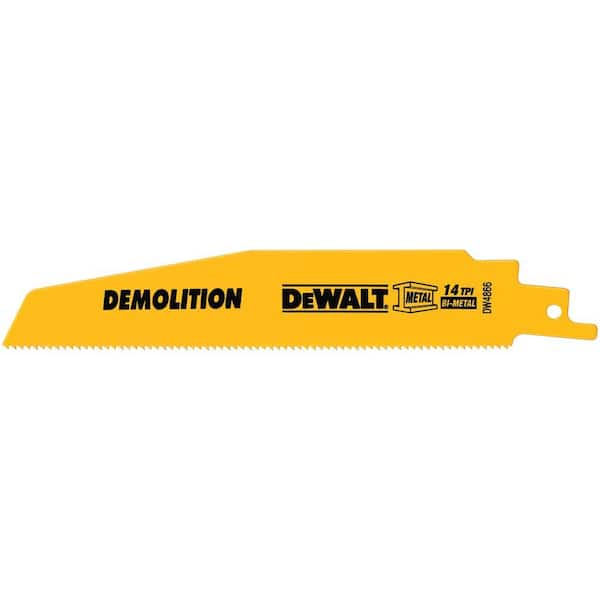 DEWALT 6 in. 14 TPI Demolition Bi-Metal Reciprocating Saw Blade (5-Pack)