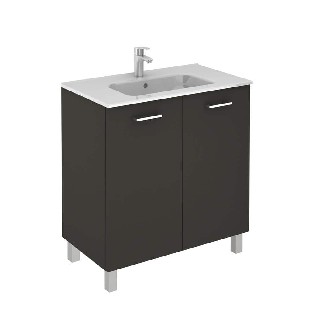 WS Bath Collections Logic 31.5 in. W x 18.0 in. D x 33.0 in. H Bath Vanity in Anthracite with Vanity Top and Ceramic White Basin, Grey -  Logic 80 AN
