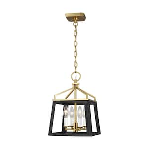 Carlow 10 in. W x 14.25 in. H 4-Light Midnight Black Indoor Dimmable Small Lantern Chandelier with No Bulbs Included