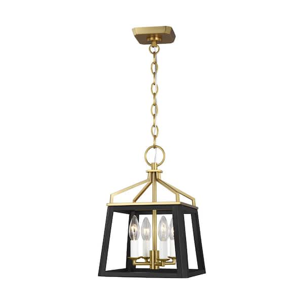 Generation Lighting Carlow 10 in. W x 14.25 in. H 4-Light Midnight Black Indoor Dimmable Small Lantern Chandelier with No Bulbs Included
