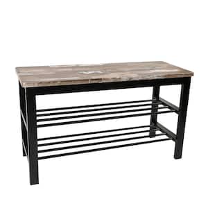 Urban Escape 18.75 in. H x 31.5 in. W Brown and Black Iron Entryway Bench and Shoe Storage Bench Rack