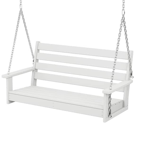 POLYWOOD Grant Park 48 in. 2-Person White HDPE Plastic Swing
