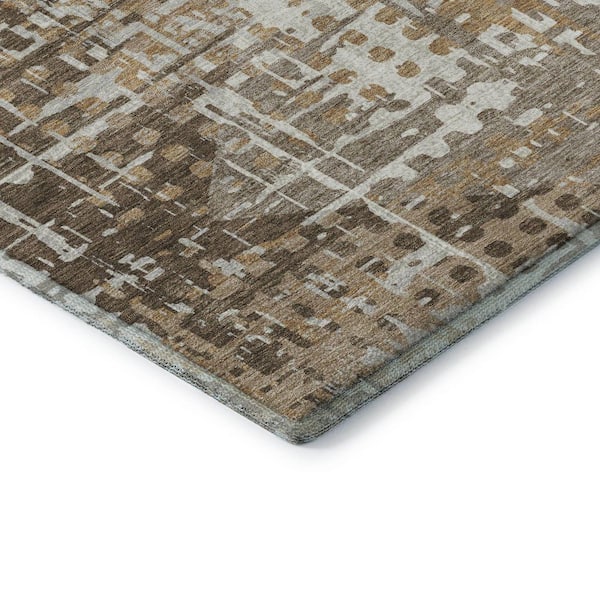 Mayfield Premium Machine Washable Abstract AMF2116 Brown 8 ft. x 10 ft. Area Rug