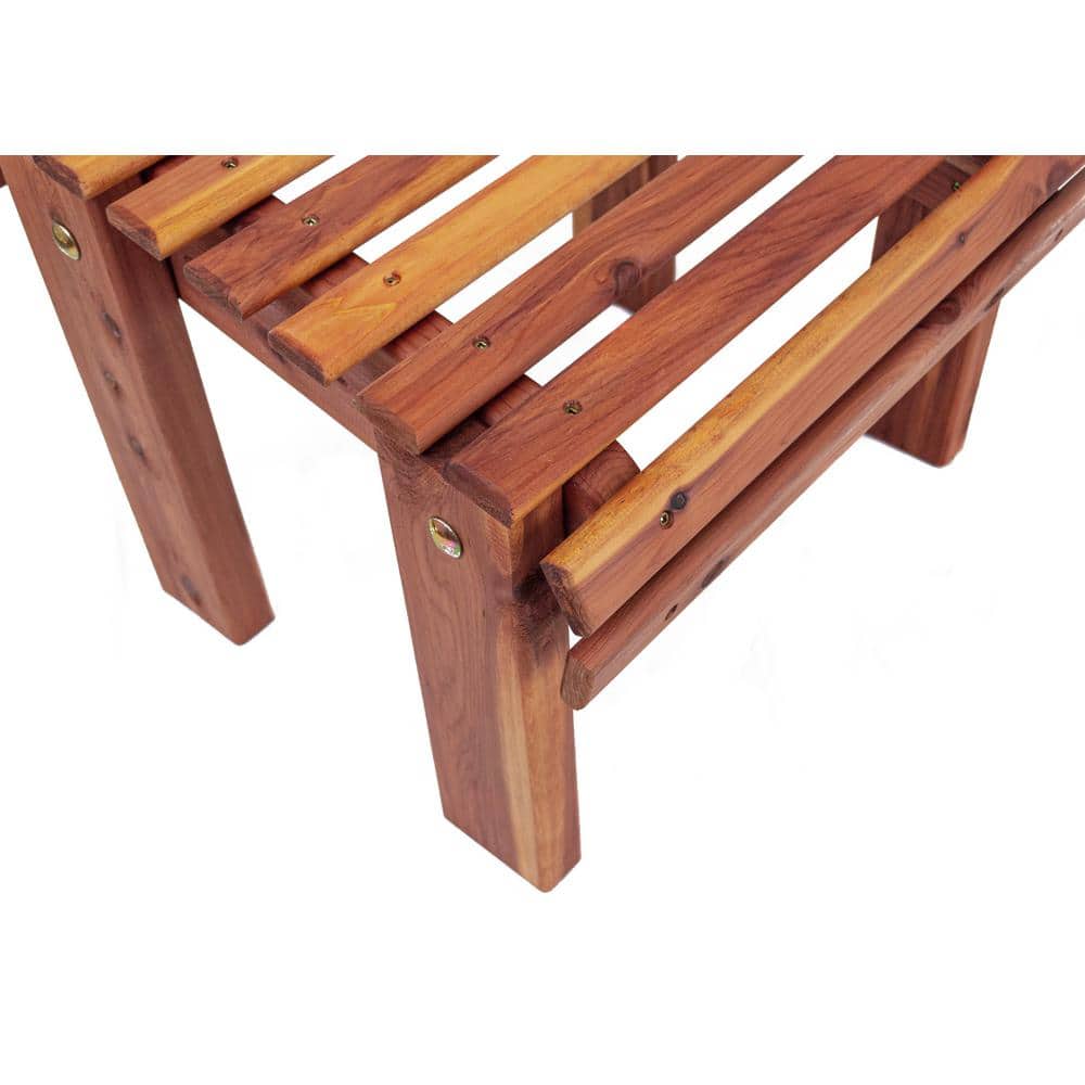 Rustic Cedar Wood Outdoor Stationary Ottoman