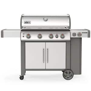 Genesis II S-435 4-Burner Liquid Propane Gas Grill in Stainless Steel with Built-In Thermometer and Side Burner