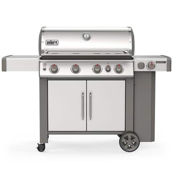 Weber Genesis II S-435 4-Burner Propane Gas Grill in Stainless Built-In Thermometer and Side Burner-62006001 - The Home Depot