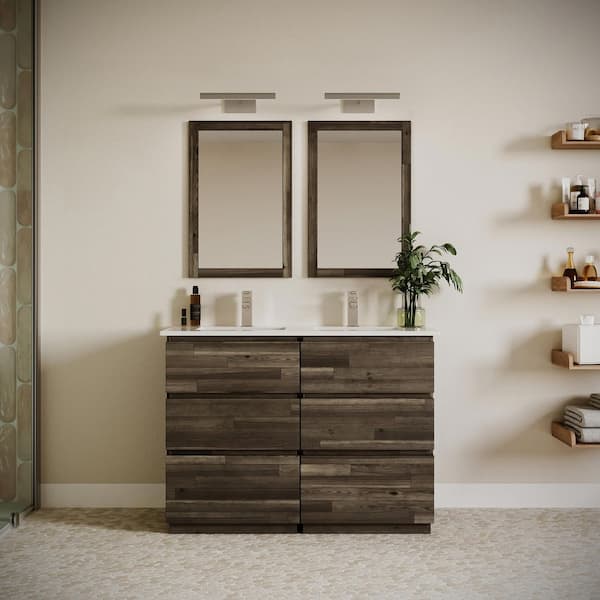 Formosa 46 in. Freestanding Double Bath Vanity Cabinet without Top in Acacia