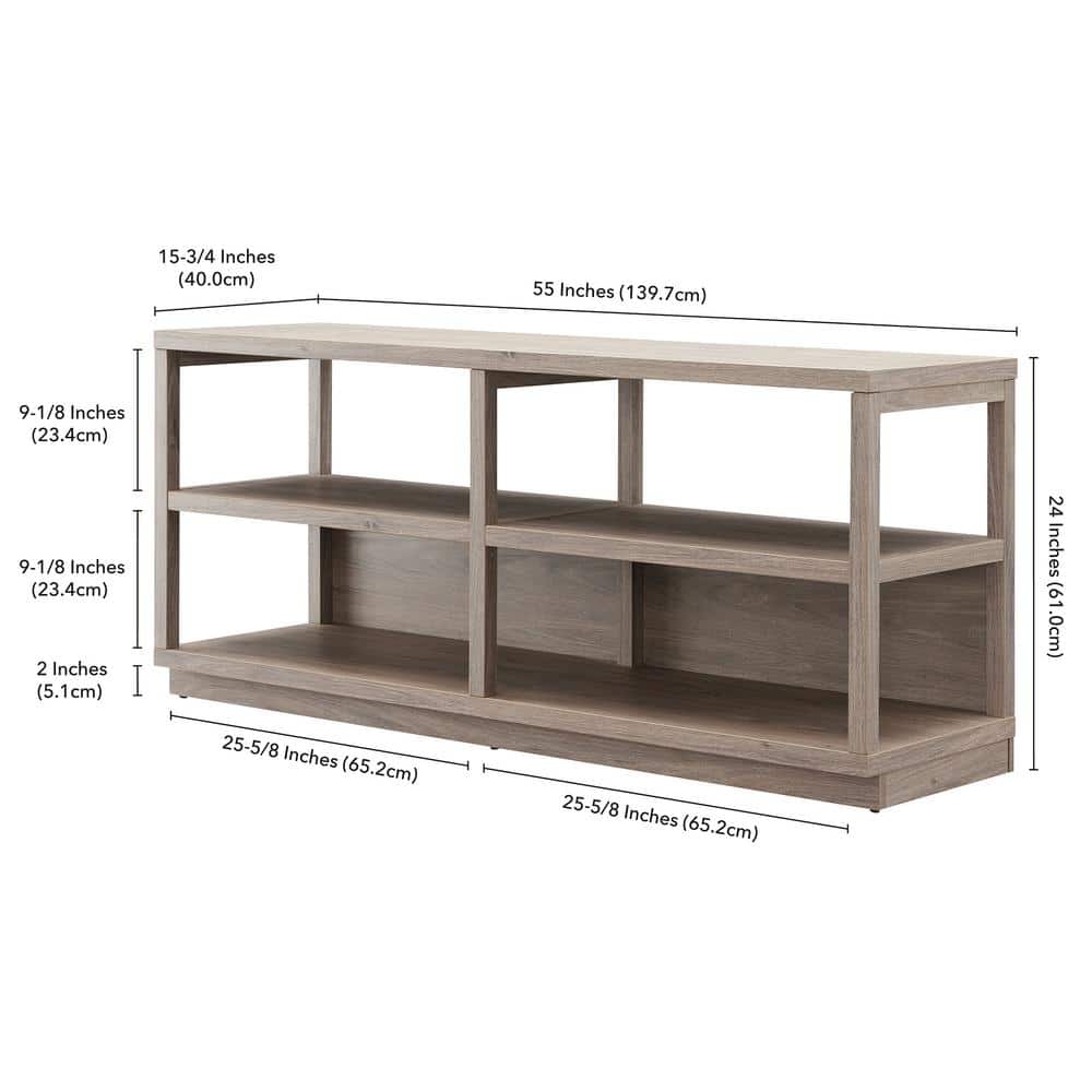 Antiqued Gray Oak 55" Simplistic TV Stand for Modern Homes