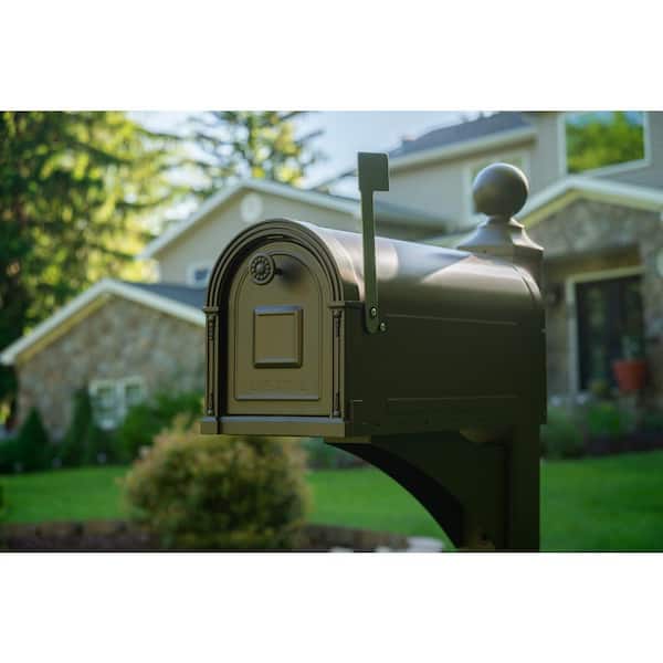 Garrison Venetian Bronze, Large, Steel, Post Mount Mailbox