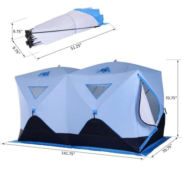 Outsunny Portable 8-Person Pop-Up Ice Shelter Insulated Ice