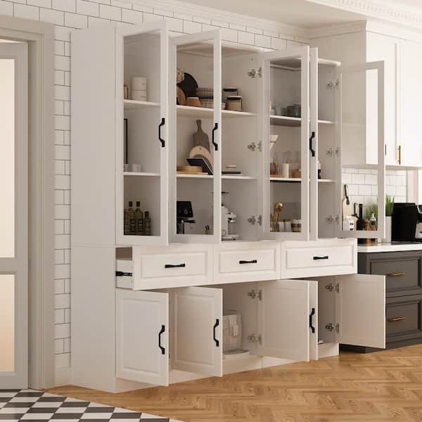 FUFU&GAGA 78.7 in. Wide x 78.7 in. H 12-Shelf White Wood