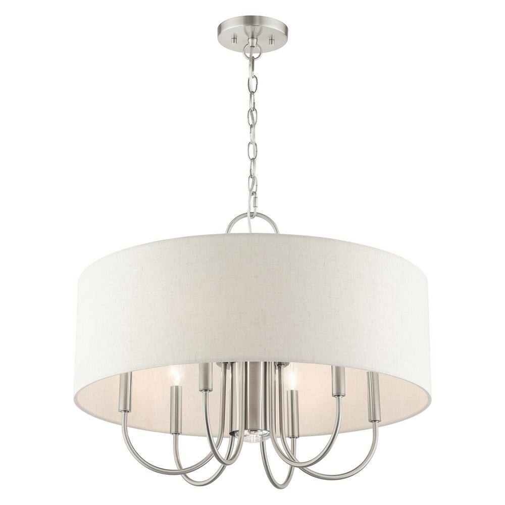 Blossom 24" Brushed Nickel Glass Drum Pendant Light