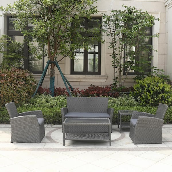 grey loveseat garden