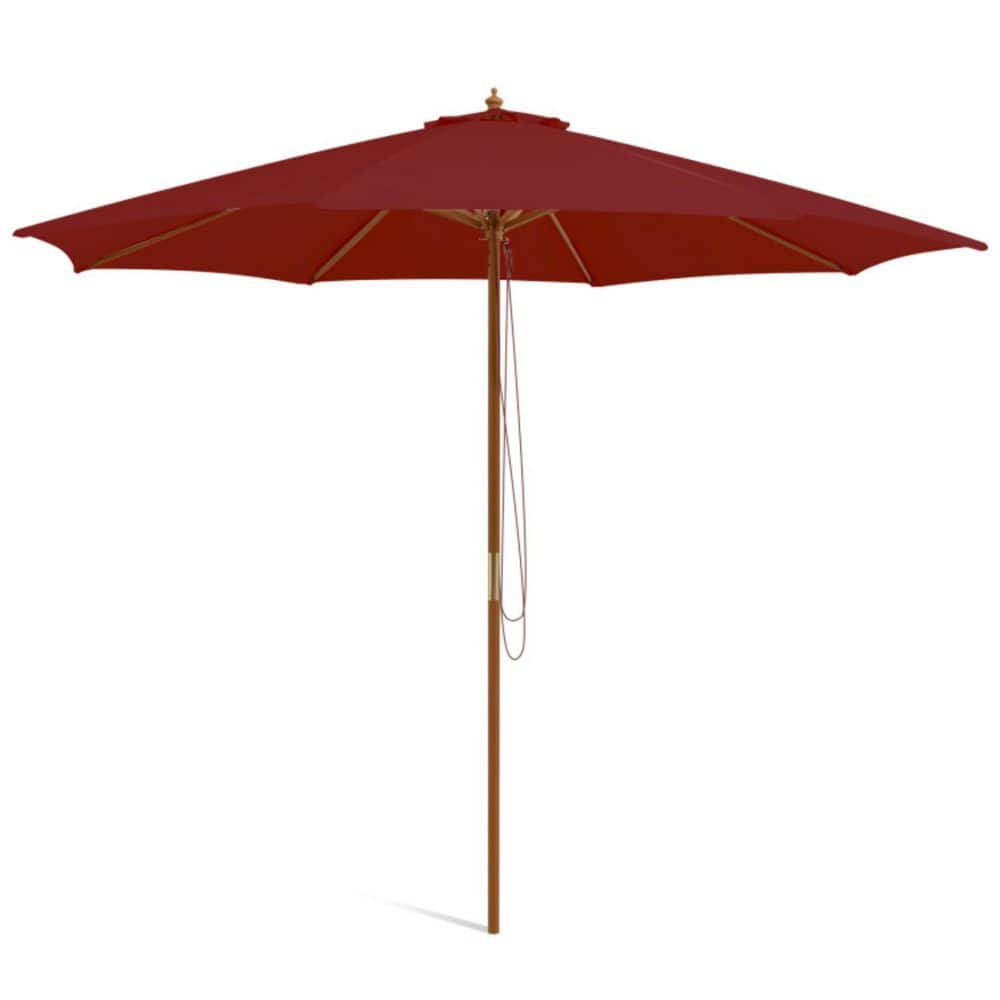 10 ft. Patio Umbrella with 8 Sturdy Wooden Ribs and 3 Adjustable Heights in Wine price history on PriceWatchPro