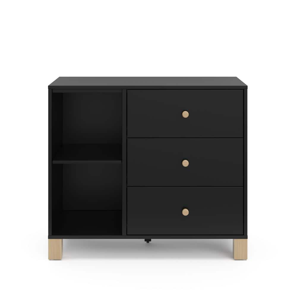 Black and Driftwood 3-Drawer Combo Nursery Dresser