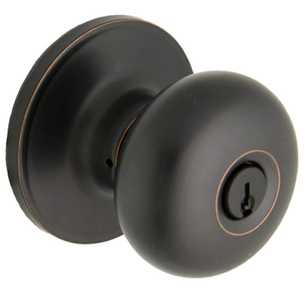 Defiant Simple Series Round Aged Bronze Keyed Entry Door Knob EVTFX700B ...