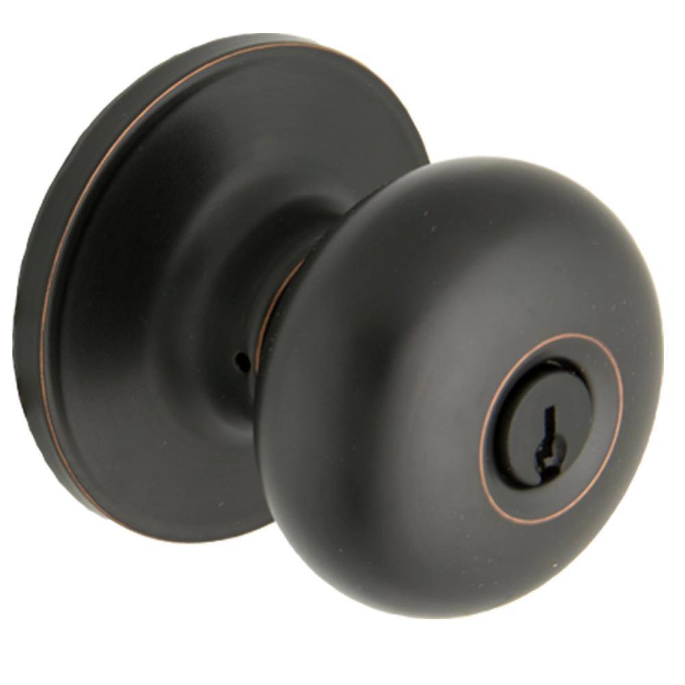 Round Matte Black Keyed Entry Door Knob