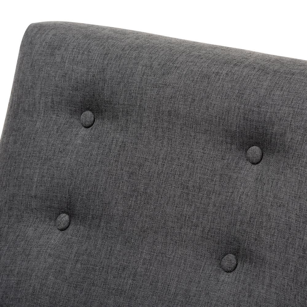 Dark Grey Faux Leather and Wood Accent Chair