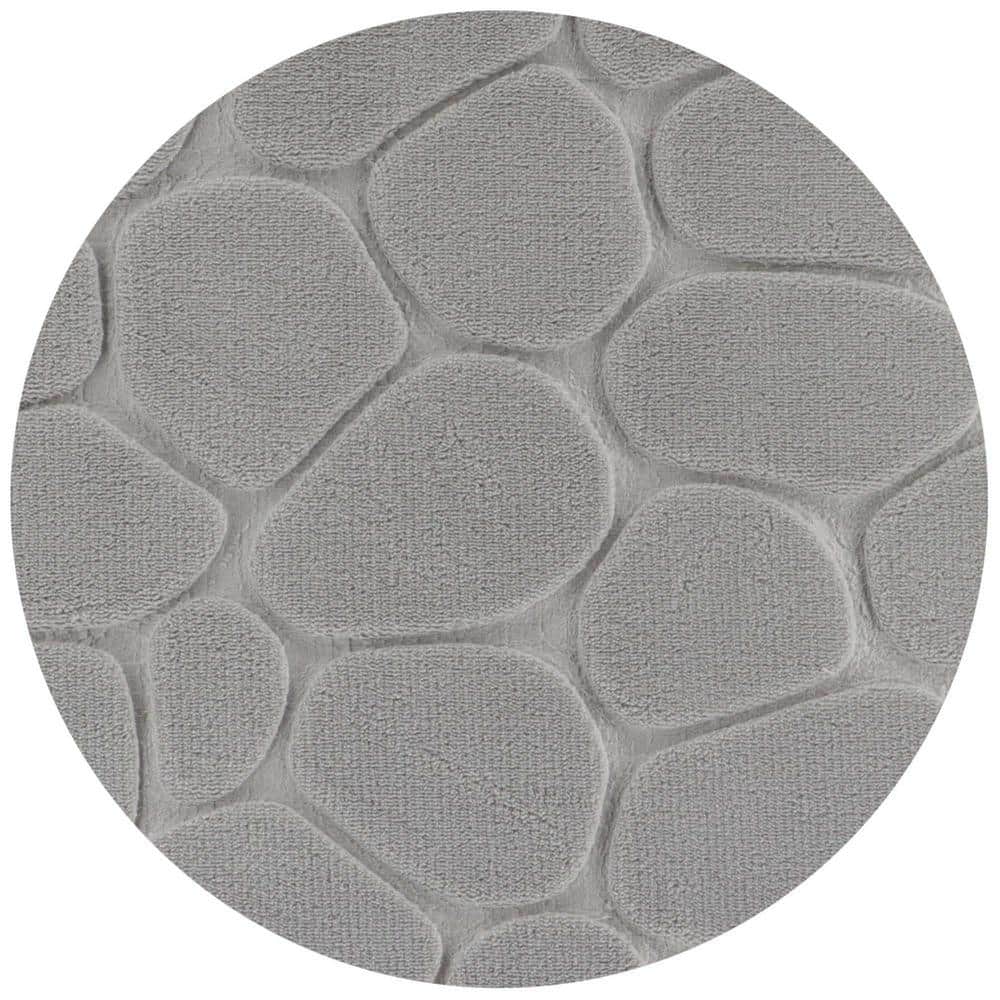 Light Gray Memory Foam Pebble Design Contour Bath Rug