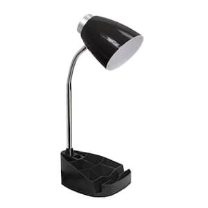 18.5 in. Black Modern Organizer Desk Lamp with Flexible Gooseneck and Plastic Cone Shade