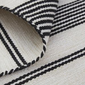 4 x 6 Black and White Striped Area Rug