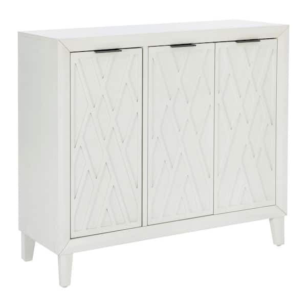 Sheyla Antique White 35 in. H Accent Storage Cabinet