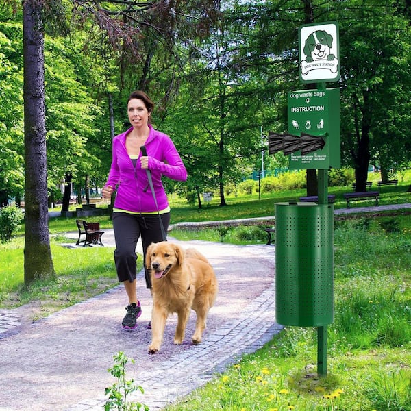Dog Waste Station, Commercial Grade, 11.5 Gal. Pet Waste Bin w/ 50 Can Liners, Bag Dispenser and 600 Waste Bags, Outdoor