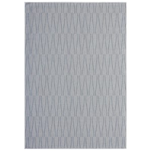 Patio Country Willow Bllue/Gray 8 ft. x 10 ft. Geometric Indoor/Outdoor Area Rug