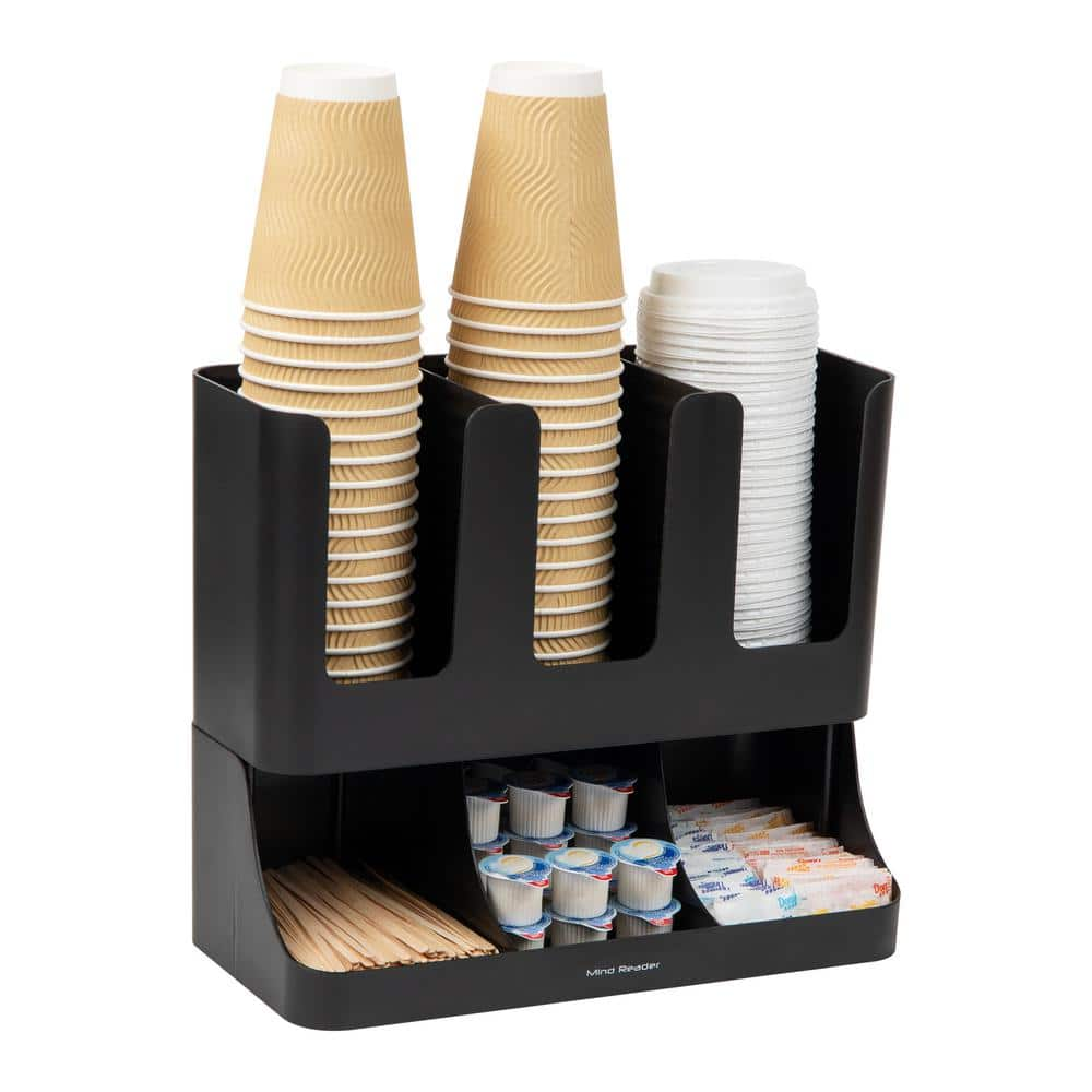 Mind Reader 14 Compartment3 Tier Coffee Cup And Condiment Countertop  Organizer 12 12 H x 11 12 W x 24 L Black - Office Depot