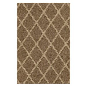 Basics Lewis Diamond Tan 3 ft. 9 in. x 5 ft. 6 in. Transitional Tufted Geometric Lattice Polyester Rectangle Area Rug