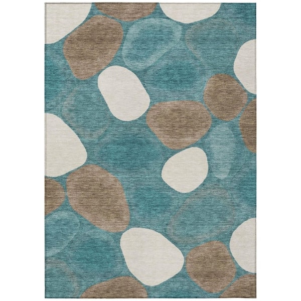 Chantille Machine Washable Indoor/Outdoor Abstract ACN3007 Turquoise 10 ft. x 14 ft. Area Rug