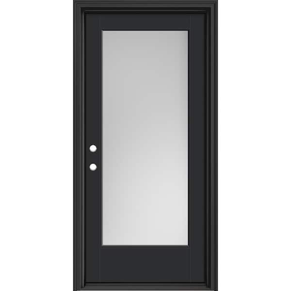 Masonite Performance Door System 36 in. x 80 in. VG Full Lite Right-Hand Inswing Pearl Black Smooth Fiberglass Prehung Front Door