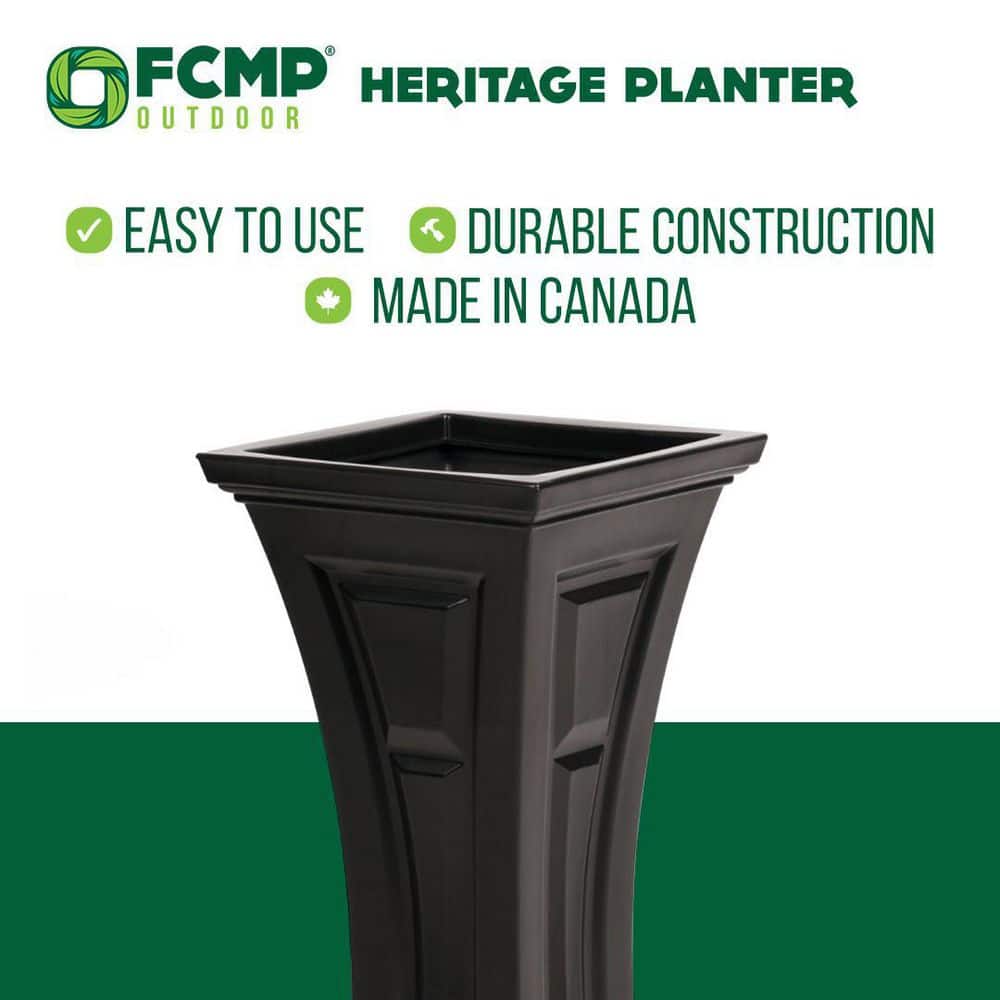 Tall Black Self-Watering Outdoor Planter Set