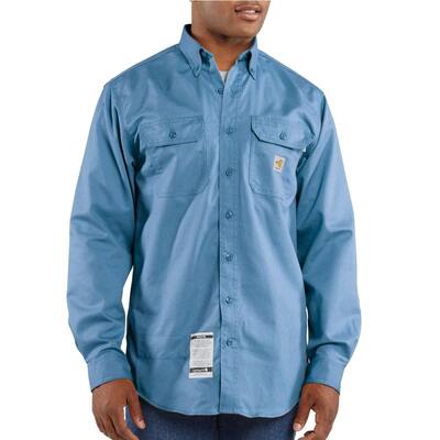 Men's Regular Large Medium Blue FR Classic Twill Long Sleeve Shirt
