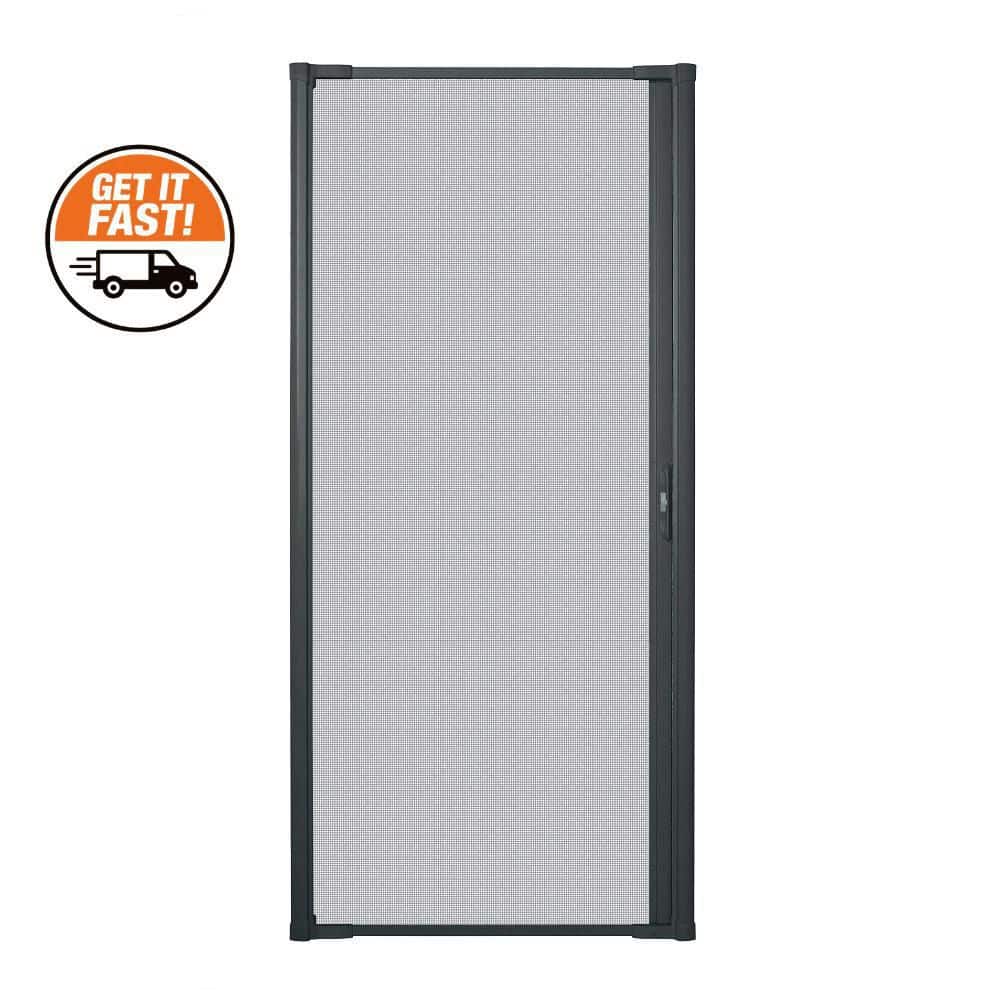 Andersen 36 in.x 80in. LuminAire Cracked Pepper for Single Entry Door 32-36 in. Universal Handed Aluminum Retractable Screen Door
