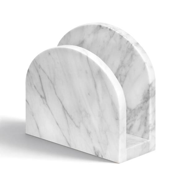 Natural Marble Vertical Napkin Holder for Table, Upright Paper Napkin Dispenser for Kitchen and Dining