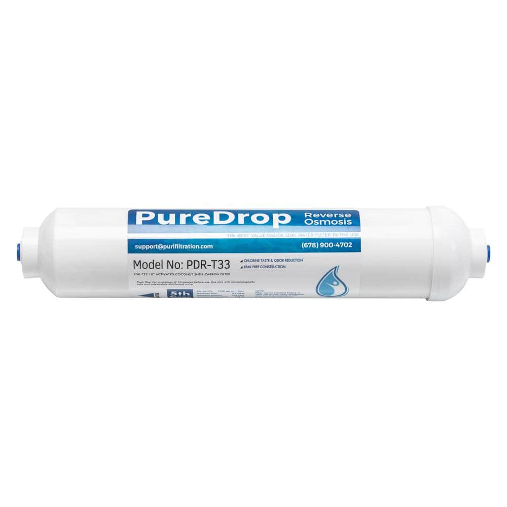 1/4 Quick Connect T33 Inline Post Carbon Water Filter for RO