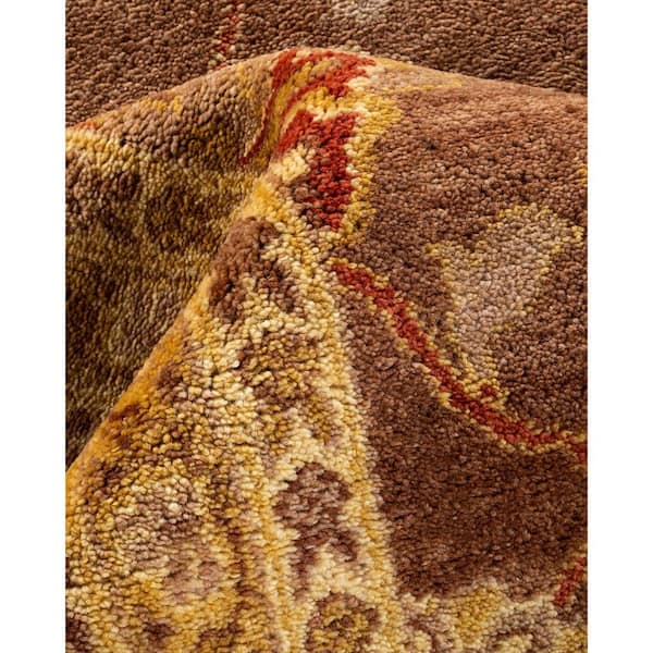 Eclectic Brown 12 x 15 Floral Wool Indoor Area Rug