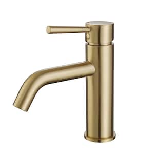 Single Handle Single Hole Bathroom Faucet with Valve Modern Brass Bathroom Basin Taps in Brushed Gold