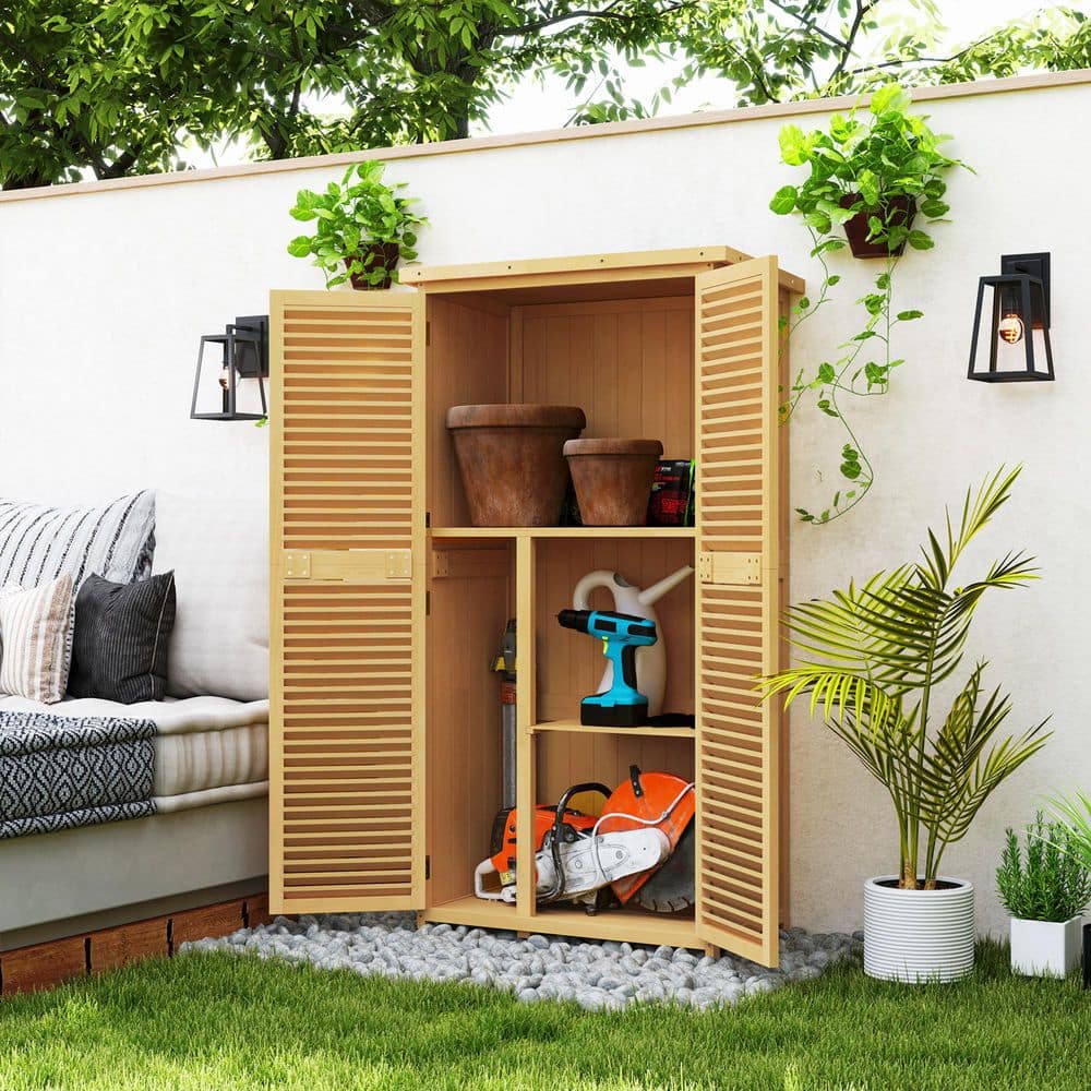 34.30 in. W x 18.30 in. D x 63 in. H Yellow Wood Outdoor Storage