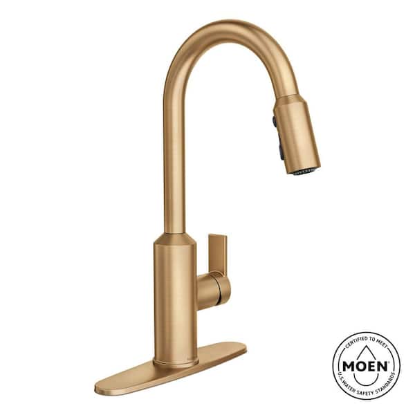 Meena Bronzed Gold 15.94 in. H Pull Down Sprayer Kitchen Faucet with 360 Degree Spout Swivel and Power Boost