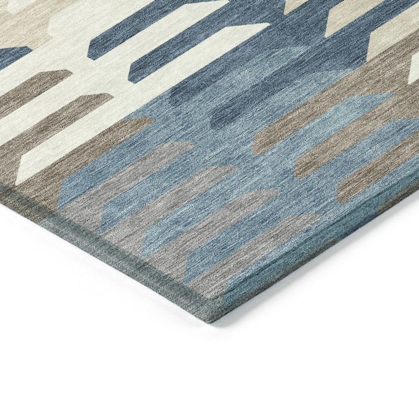 Chantille Machine Washable Indoor/Outdoor Abstract ACN2328 Denim 8 ft. x 10 ft. Area Rug