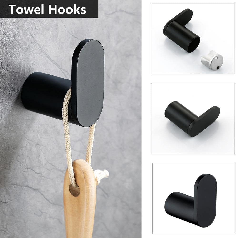 Matte Black Stainless Steel 5-Piece Bathroom Hardware Set