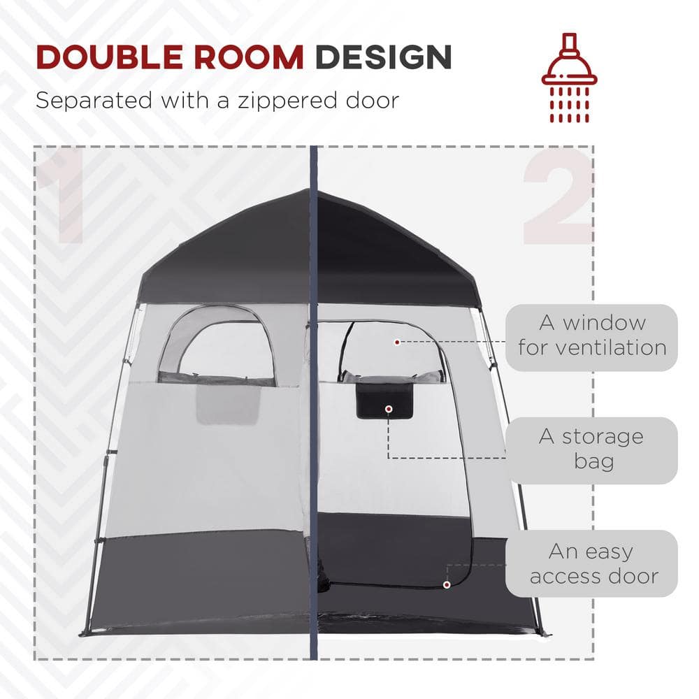 Black and White Portable Pop-Up Camping Shower Tent with Carrying Bag