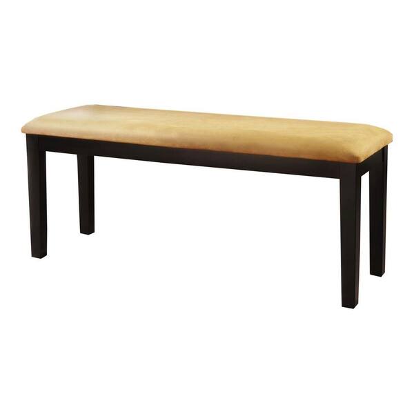 HomeSullivan 48 in. Beige Microfiber Cushion Black Bench-DISCONTINUED