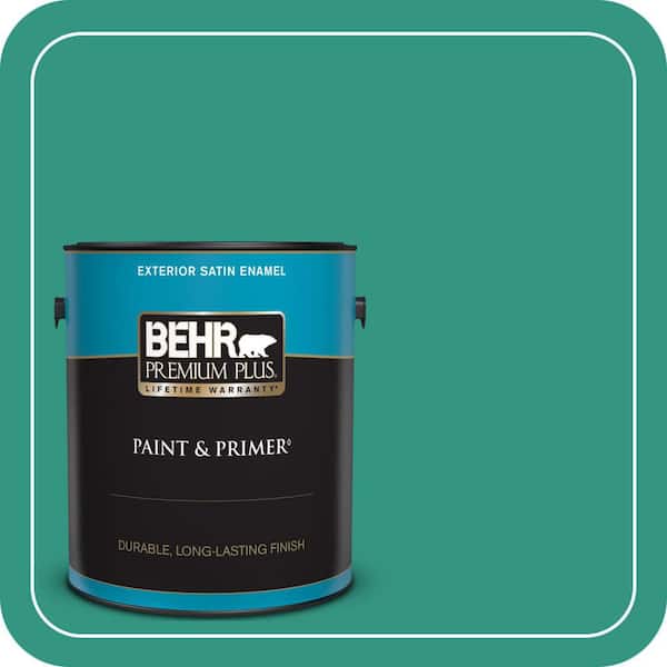 BEHR PREMIUM PLUS 1 gal. #P440-6 Esmeralda Satin Enamel Exterior Paint & Primer